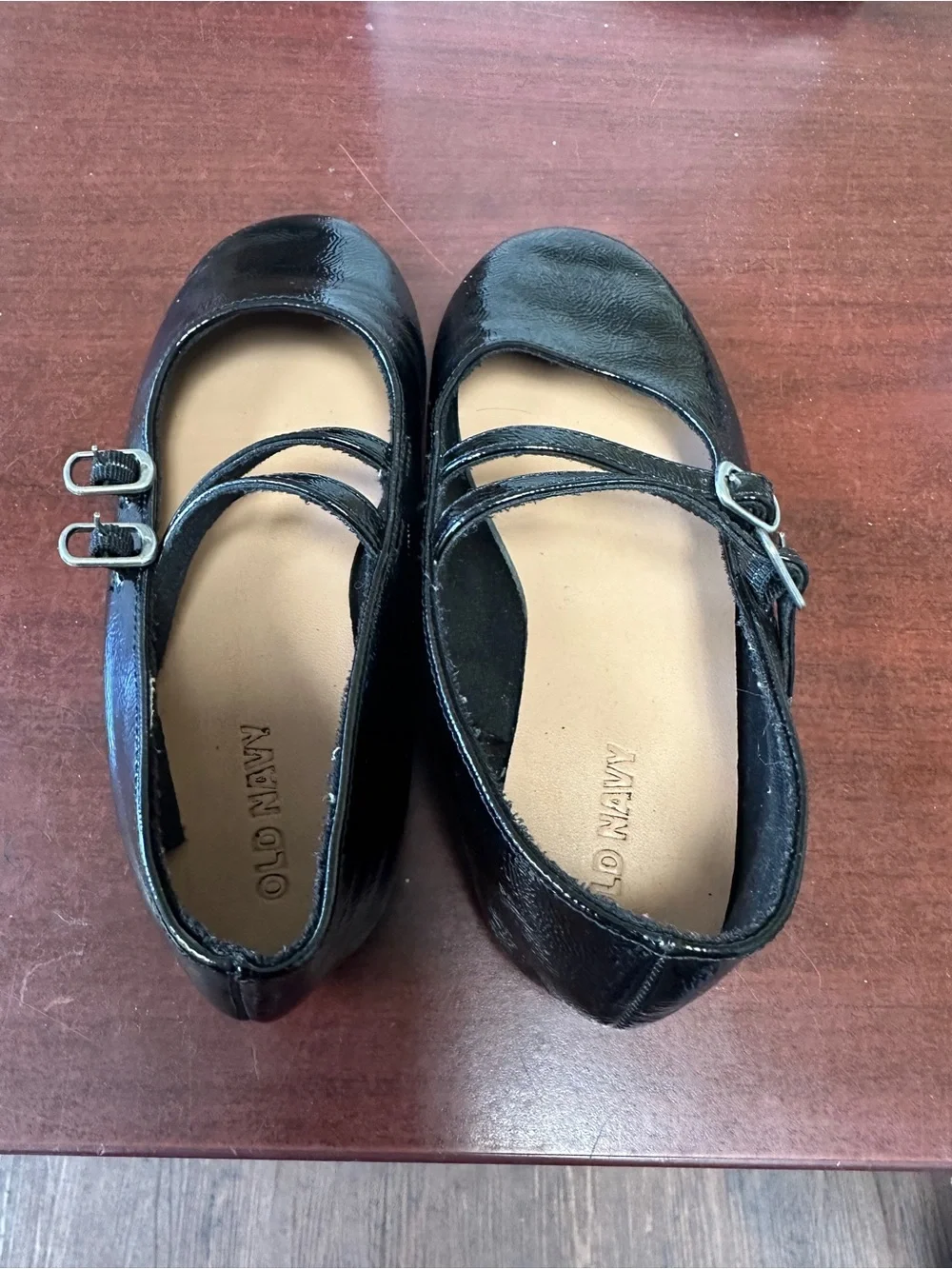 ##115, Size 13, Old Navy Black Patent Double-Strap Mary Janes